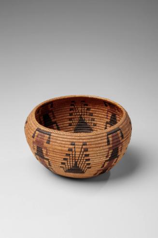 Basket with Red and Black Stylized Plant Motifs